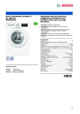 Product informatie BOSCH wasmachine WAN28297NL