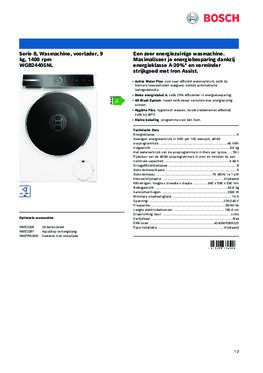 Product informatie BOSCH wasmachine WGB24405NL