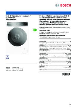 Product informatie BOSCH wasmachine WGB244ABNL