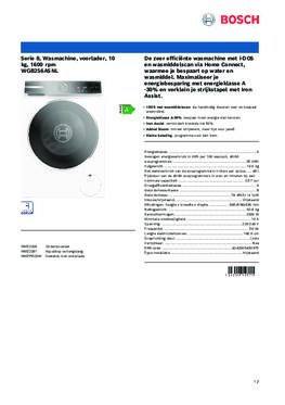 Product informatie BOSCH wasmachine WGB256ASNL