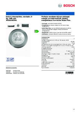 Product informatie BOSCH wasmachine WGG244ZANL
