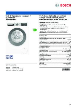 Product informatie BOSCH wasmachine WGG244ZSNL