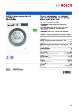 Product informatie BOSCH wasmachine WGG246Z8NL