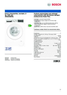 Product informatie BOSCH wasmachine WGG246Z9NL