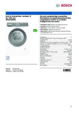 Product informatie BOSCH wasmachine WGH24405NL