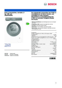 Product informatie BOSCH wasmachine WGH244A5NL