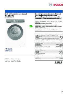 Product informatie BOSCH wasmachine WGH246A5NL