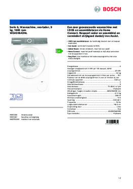 Product informatie BOSCH wasmachine WGH246A9NL