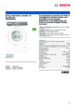 Product informatie BOSCH wasmachine WGH256A9NL