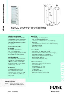 Product informatie ETNA koelkast inbouw KKD7178