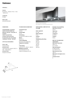 Product informatie FALMEC afzuigkap vlakscherm VIRGO75W3