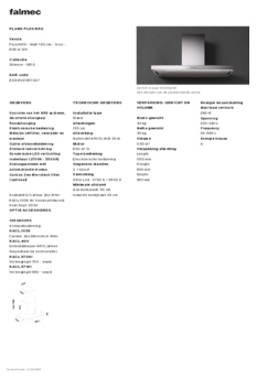 Product informatie FALMEC afzuigkap wand rvs PLANEPLUS120W3N