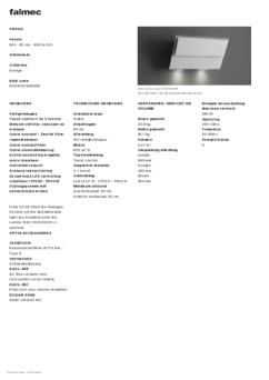 Product informatie FALMEC afzuigkap wand wit glas VERSO85W 1