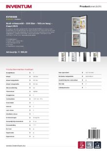 Product informatie INVENTUM koelkast KV1850B