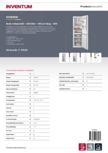 Product informatie INVENTUM koelkast KV1850W
