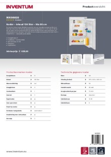 Product informatie INVENTUM koelkast inbouw IKK0882S