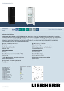 Product informatie LIEBHERR koelkast CNCBL 5203 22