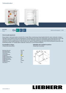 Product informatie LIEBHERR koelkast Rd 1200 20