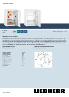 Product informatie LIEBHERR koelkast Rd 1400 20