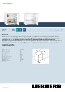 Product informatie LIEBHERR koelkast Re 1000 20