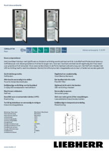 Product informatie LIEBHERR koelkast blacksteel CBNbsd 578i 20