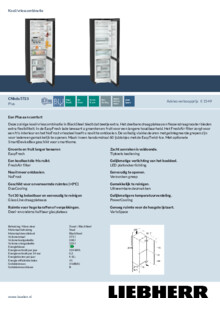 Product informatie LIEBHERR koelkast blacksteel CNbda 5723 22