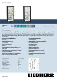 Product informatie LIEBHERR koelkast blacksteel CNbdc 5223 20