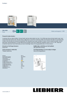 Product informatie LIEBHERR koelkast inbouw DRE 3900 22