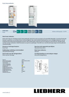 Product informatie LIEBHERR koelkast inbouw ICND 5603 20