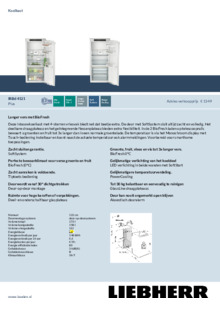 Product informatie LIEBHERR koelkast inbouw IRBd 4121 20