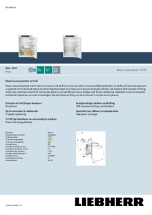 Product informatie LIEBHERR koelkast inbouw IRSE 3901 22