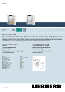 Product informatie LIEBHERR koelkast inbouw IRd 3901 22