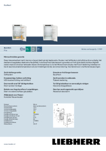 Product informatie LIEBHERR koelkast inbouw IRd 3921 20