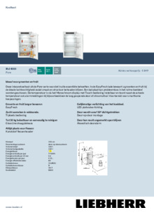 Product informatie LIEBHERR koelkast inbouw IRd 4000 62