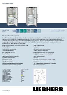 Product informatie LIEBHERR koelkast rvs CBNsdc 765i 20