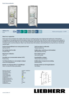 Product informatie LIEBHERR koelkast rvs look CBNsfc 57vi 22