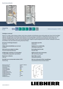 Product informatie LIEBHERR koelkast rvs look CNsfc 574i 22