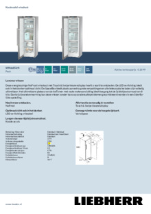 Product informatie LIEBHERR vrieskast rvs SFNstd 529i 20