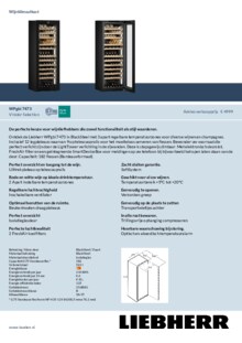 Product informatie LIEBHERR wijnkoelkast WPGBI 7473 20