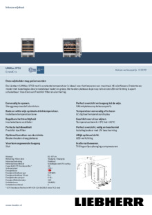 Product informatie LIEBHERR wijnkoelkast onderbouw UWKES 1752 26