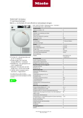 Product informatie MIELE droger warmtepomp TEC675WP
