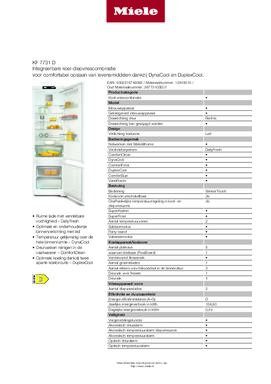 Product informatie MIELE koelkast inbouw KF7731D