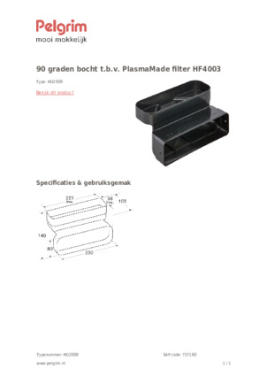 Product informatie PELGRIM aansluitset inbouw HD2009