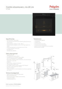 Product informatie PELGRIM combi stoomoven inbouw zwart OFS860