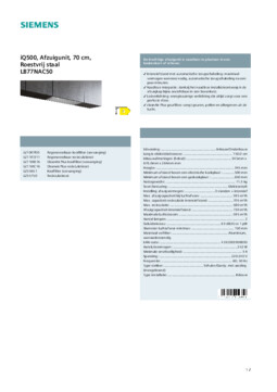 Product informatie SIEMENS afzuigkap inbouw LB77NAC50