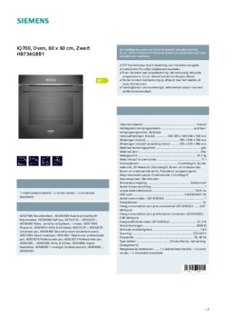 Product informatie SIEMENS oven inbouw HB734GBB1