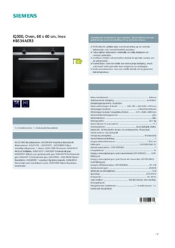 Product informatie SIEMENS oven inbouw zwart HB534AER3