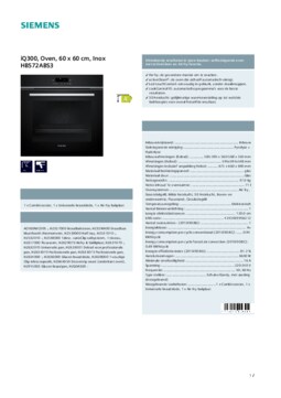 Product informatie SIEMENS oven inbouw zwart HB572ABS3