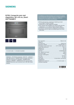 Product informatie SIEMENS oven met magnetron inbouw CM776GMB1F EXTRAKLASSE