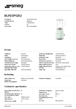 Product informatie SMEG blender watergroen BLF03PGEU